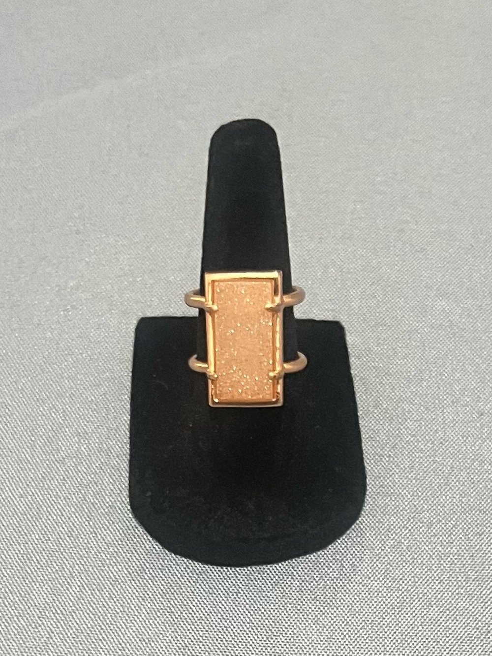 Kendra Scott Rose Gold Rectangular Sparkle Druzy Ring
